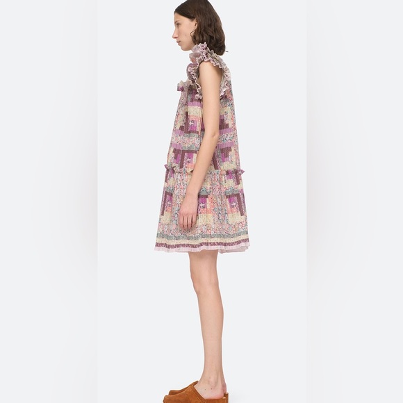 NWT Sea Naya Print Pleated Cotton Dress in Multi Size S - Picture 4 of 9